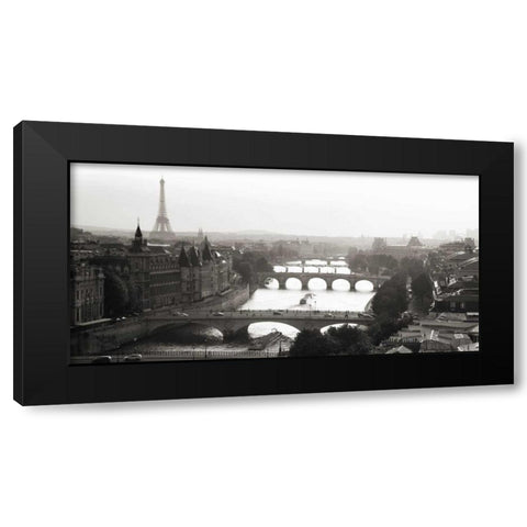 Bridges over the Seine river, Paris Black Modern Wood Framed Art Print by Setboun, Michel