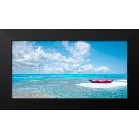 Barca sulla riva Black Modern Wood Framed Art Print by Marzi, Dario