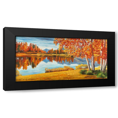Bosco sul lago Black Modern Wood Framed Art Print by Angelo, Masera