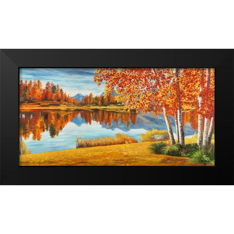 Bosco sul lago Black Modern Wood Framed Art Print by Angelo, Masera