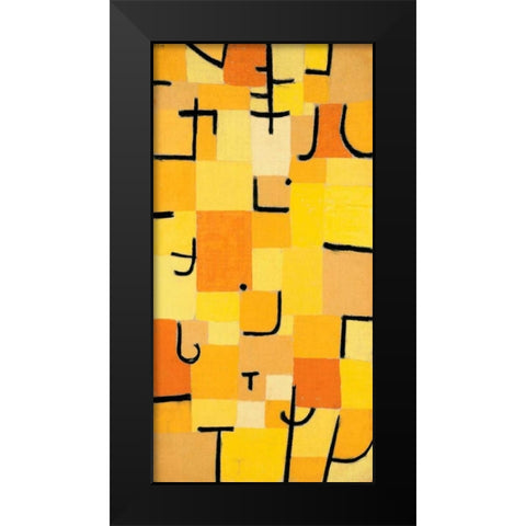 Signs in Yellow Black Modern Wood Framed Art Print by Klee, Paul