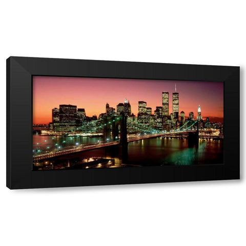 Brooklyn Bridge NYC Black Modern Wood Framed Art Print with Double Matting by Berenholtz, Richard
