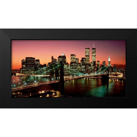 Brooklyn Bridge NYC Black Modern Wood Framed Art Print by Berenholtz, Richard