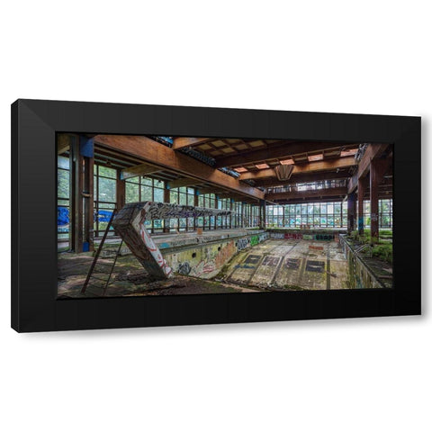 Abandoned Resort Pool, Upstate NY (detail) Black Modern Wood Framed Art Print by Berenholtz, Richard