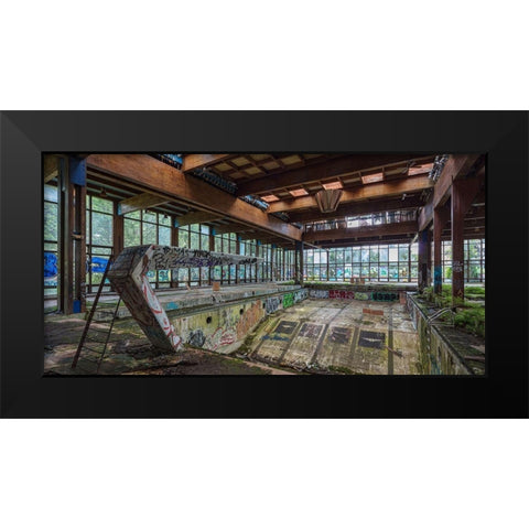 Abandoned Resort Pool, Upstate NY (detail) Black Modern Wood Framed Art Print by Berenholtz, Richard
