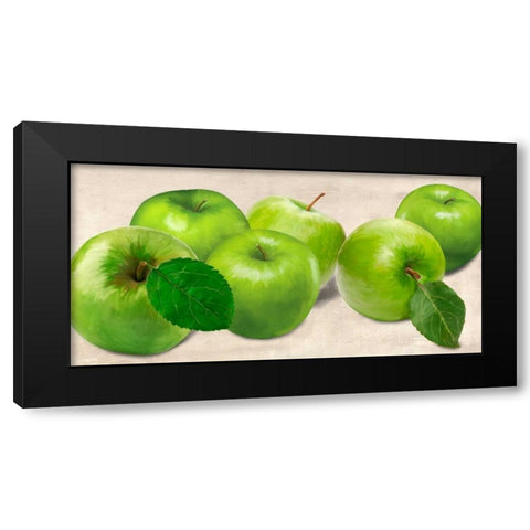 Green Apples Black Modern Wood Framed Art Print by Barbieri, Remo