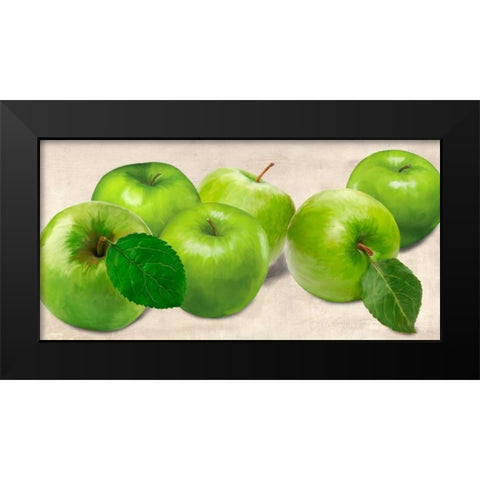 Green Apples Black Modern Wood Framed Art Print by Barbieri, Remo