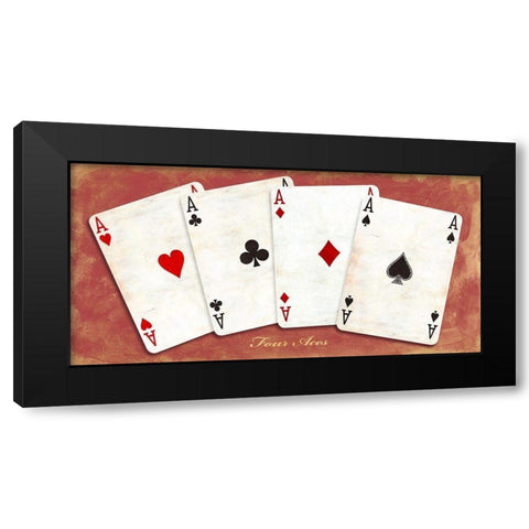 Four Aces (Red) Black Modern Wood Framed Art Print by Sandro, Ferrari