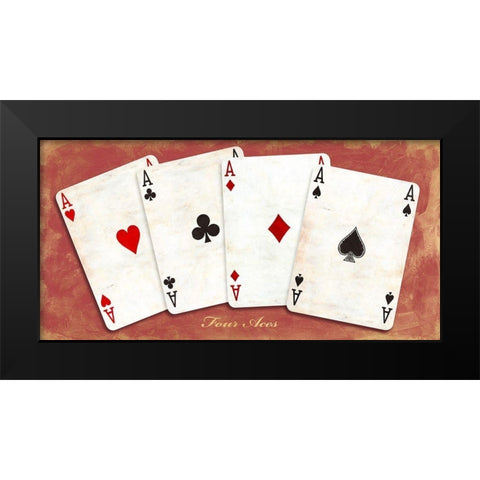 Four Aces (Red) Black Modern Wood Framed Art Print by Sandro, Ferrari