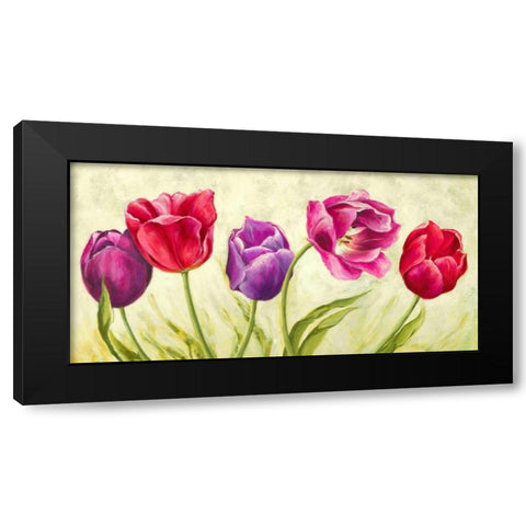 Tulipani danzanti Black Modern Wood Framed Art Print with Double Matting by Mei, Silvia