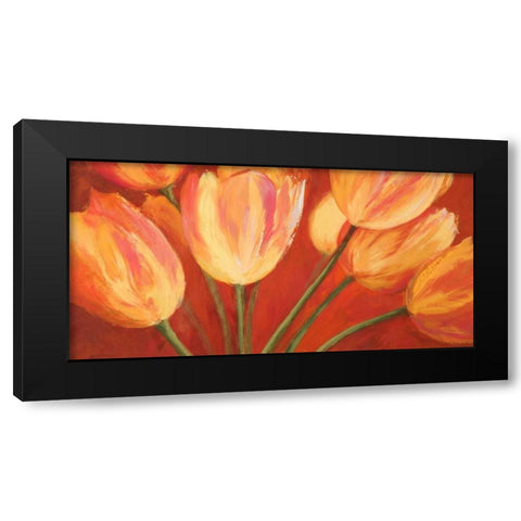 Orange Tulips Black Modern Wood Framed Art Print by Mei, Silvia