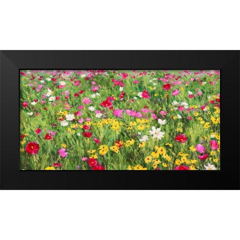 Field of Flowers Black Modern Wood Framed Art Print by Mei, Silvia