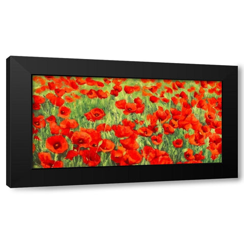 Poppy Field Black Modern Wood Framed Art Print by Mei, Silvia