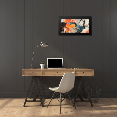 Oranges and Blues Black Modern Wood Framed Art Print by Jim, Stone