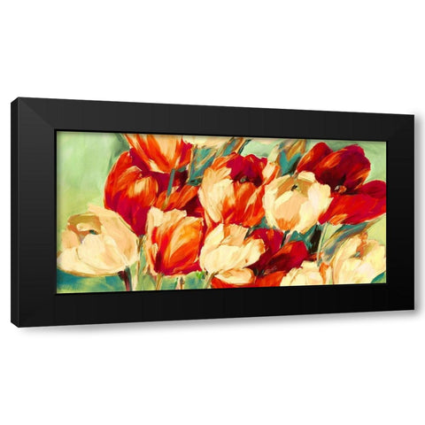 Red And White Tulips Black Modern Wood Framed Art Print by Stone, Jim