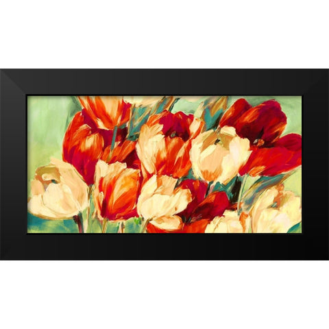 Red And White Tulips Black Modern Wood Framed Art Print by Stone, Jim