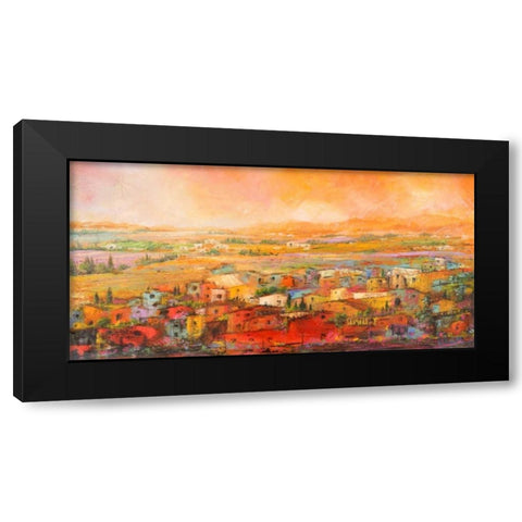 Villaggio delle colline Black Modern Wood Framed Art Print by Marzari, Tebo