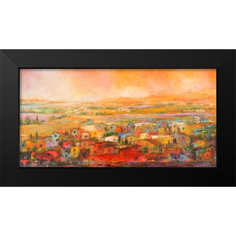 Villaggio delle colline Black Modern Wood Framed Art Print by Marzari, Tebo