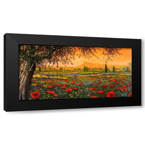 Pianura in fiore Black Modern Wood Framed Art Print by Marzari, Tebo