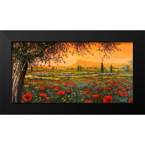 Pianura in fiore Black Modern Wood Framed Art Print by Marzari, Tebo