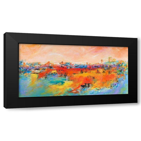 Citta sulla collina Black Modern Wood Framed Art Print by Marzari, Tebo