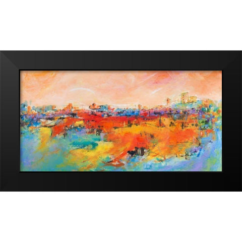 Citta sulla collina Black Modern Wood Framed Art Print by Marzari, Tebo