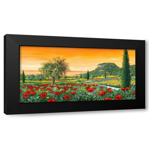Le colline in fiore Black Modern Wood Framed Art Print by Marzari, Tebo