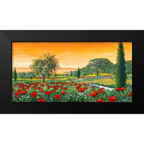 Le colline in fiore Black Modern Wood Framed Art Print by Marzari, Tebo