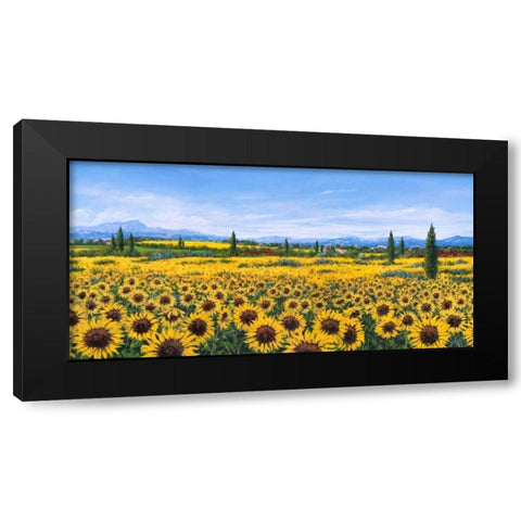 Girasoli Black Modern Wood Framed Art Print with Double Matting by Marzari, Tebo