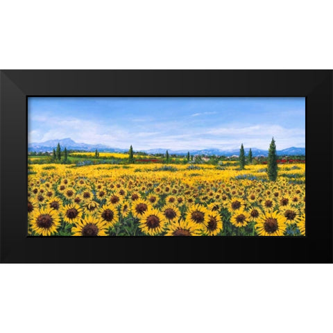 Girasoli Black Modern Wood Framed Art Print by Marzari, Tebo