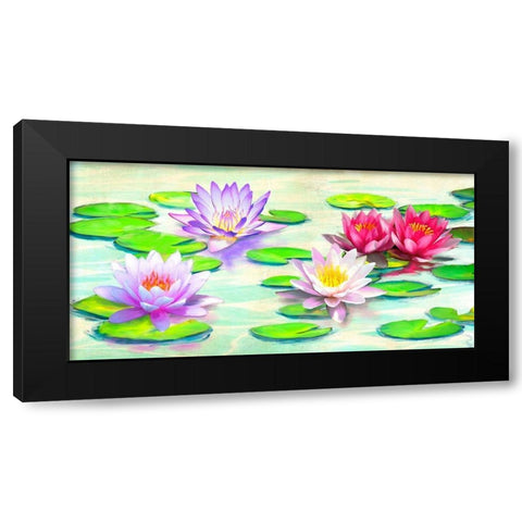 Nympheas Black Modern Wood Framed Art Print with Double Matting by Rizzardi, Teo