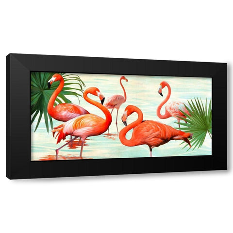 Flamingos Black Modern Wood Framed Art Print with Double Matting by Rizzardi, Teo