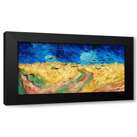 Wheat Field with Crows Black Modern Wood Framed Art Print by Van Gogh, Vincent