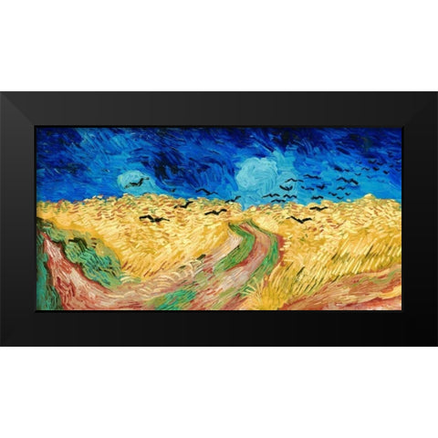 Wheat Field with Crows Black Modern Wood Framed Art Print by Van Gogh, Vincent