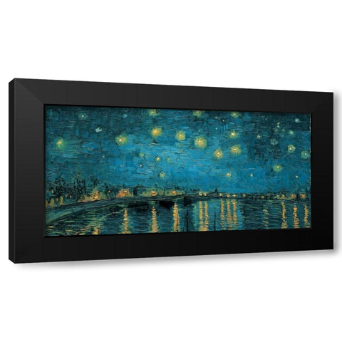 The Starry Night Black Modern Wood Framed Art Print with Double Matting by Van Gogh, Vincent