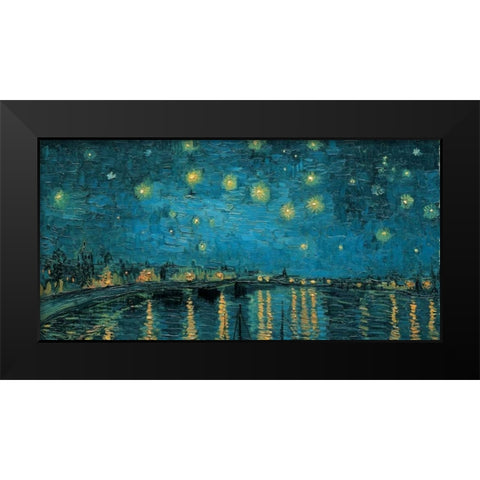 The Starry Night Black Modern Wood Framed Art Print by Van Gogh, Vincent