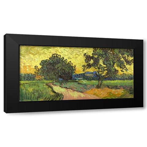 Landscape at twilight Black Modern Wood Framed Art Print with Double Matting by Van Gogh, Vincent