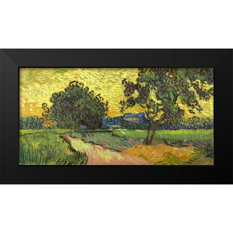 Landscape at twilight Black Modern Wood Framed Art Print by Van Gogh, Vincent