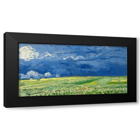 Wheatfield under thunderclouds Black Modern Wood Framed Art Print with Double Matting by Van Gogh, Vincent