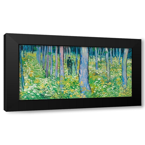 Undergrowth with two figures Black Modern Wood Framed Art Print with Double Matting by van Gogh, Vincent