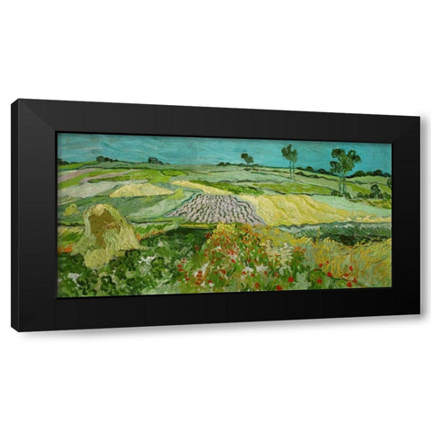La plaine dAuvers Black Modern Wood Framed Art Print with Double Matting by Van gogh, Vincent