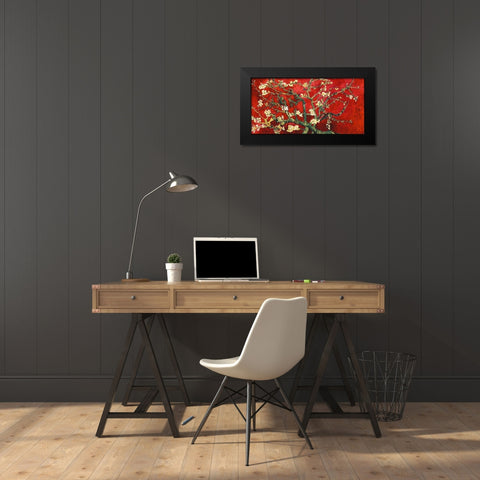 Mandorlo in fiore (red variation, detail) Black Modern Wood Framed Art Print by Van Gogh, Vincent