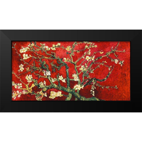 Mandorlo in fiore (red variation, detail) Black Modern Wood Framed Art Print by Van Gogh, Vincent