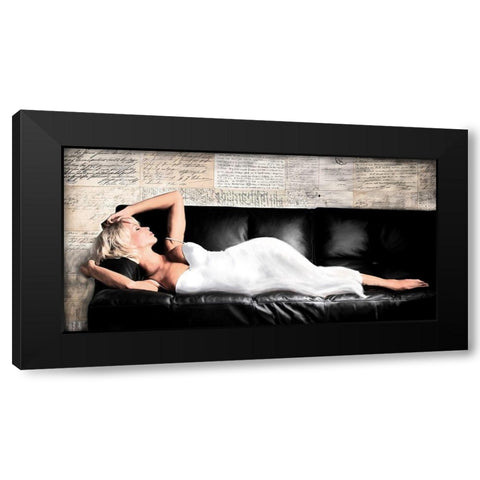 Reclined Beauty I Black Modern Wood Framed Art Print with Double Matting by Haal, Van
