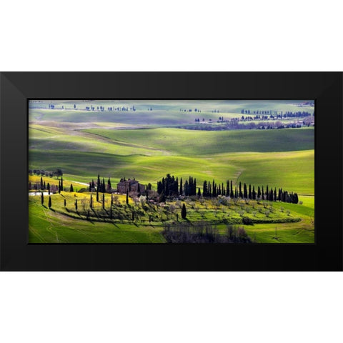 Country houses in Tuscany Black Modern Wood Framed Art Print by Ratsenskiy, Vadim