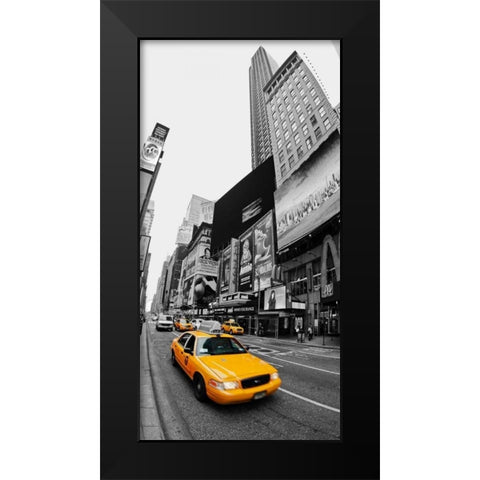 Taxi in Times Square, NYC Black Modern Wood Framed Art Print by Ratsenskiy, Vadim