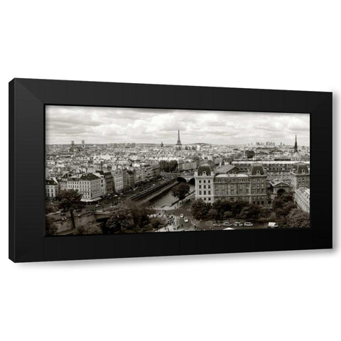 Paris Panorama Black Modern Wood Framed Art Print with Double Matting by Ratsenskiy, Vadim