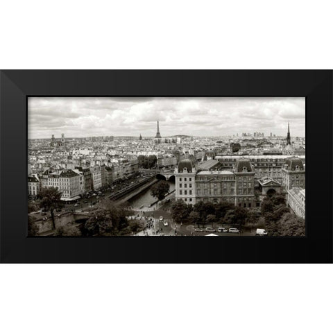 Paris Panorama Black Modern Wood Framed Art Print by Ratsenskiy, Vadim