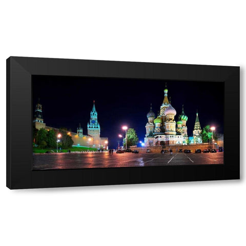 Red Square at night Moscow Black Modern Wood Framed Art Print with Double Matting by Ratsenskiy, Vadim
