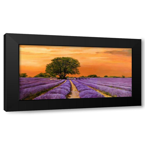 Campo al tramonto Black Modern Wood Framed Art Print with Double Matting by Sella, Valerio